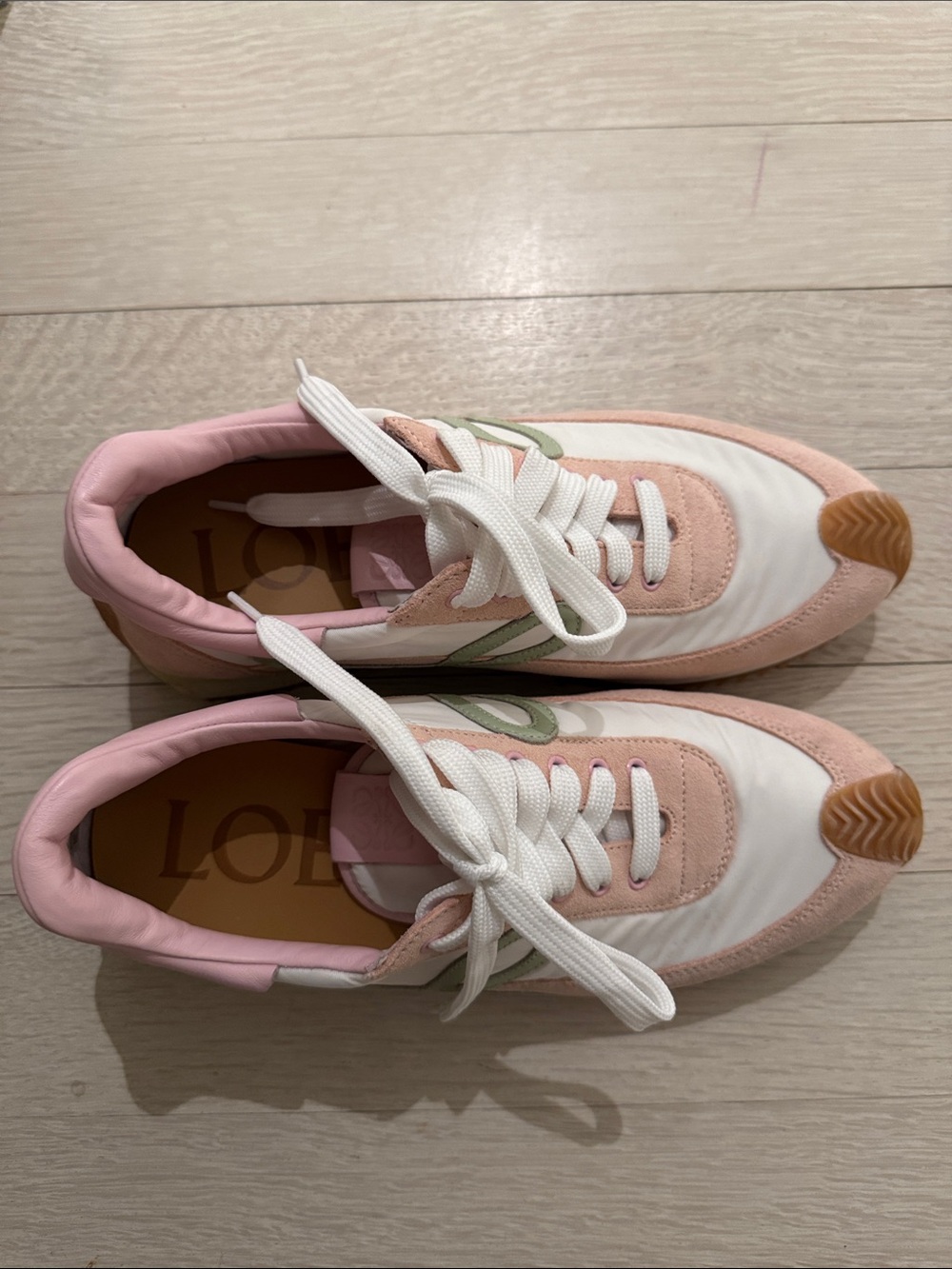 Loewe Pink, White & Sage Lace-Up Women's Sneakers - Picture 4 of 7